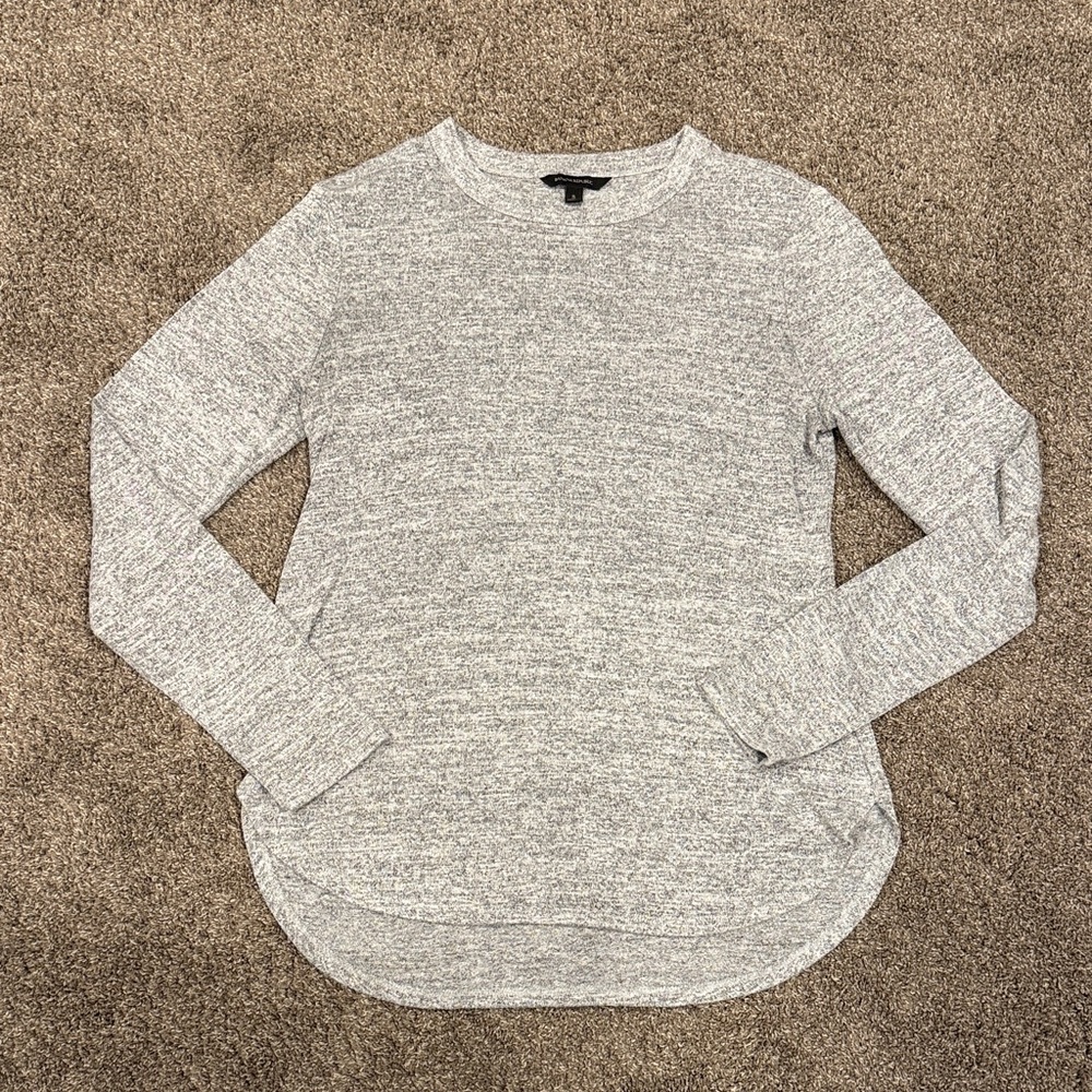 Banana Republic - Lightweight Sweater, Curved Hem, Heather Gray Knit Top, size S